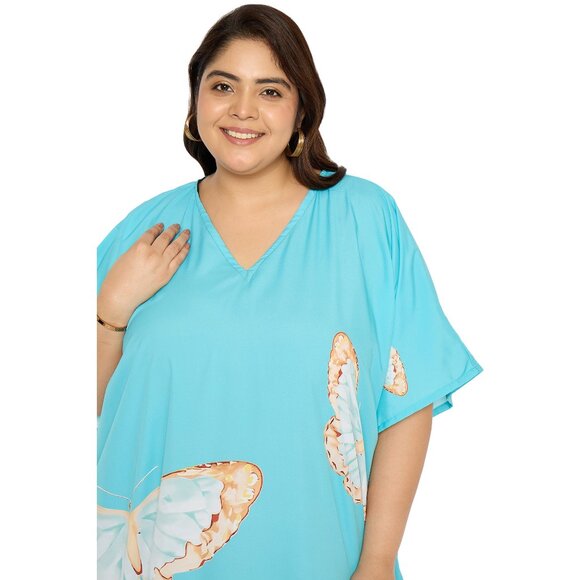 Gypsie Blu Women Butterfly Printed Caftan Kimono Dress Maxi for Summer Party - Picture 6 of 9